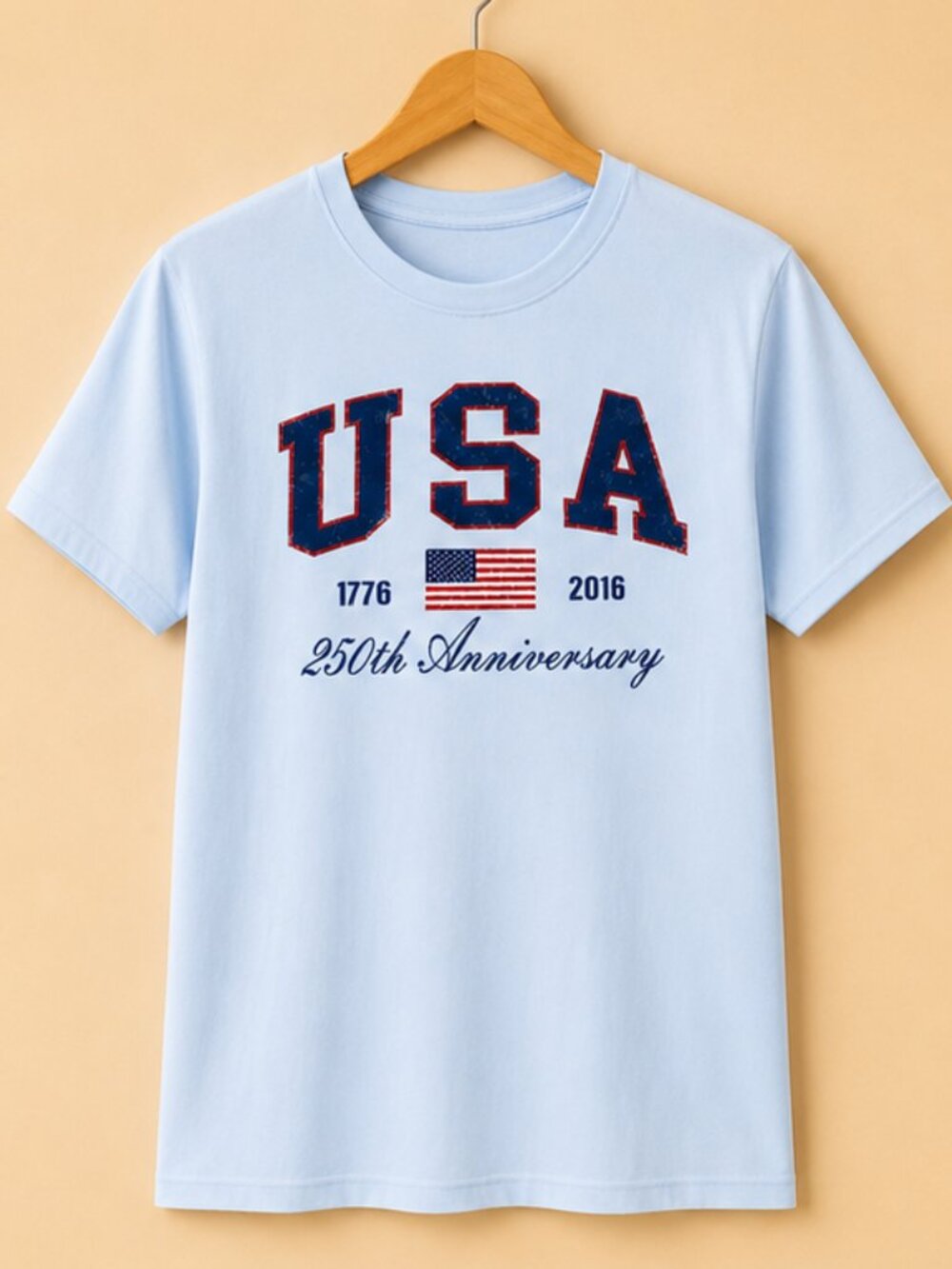 USA 250th Anniversary Graphic Tee Large | Light Blue Patriotic Americana T-Shirt